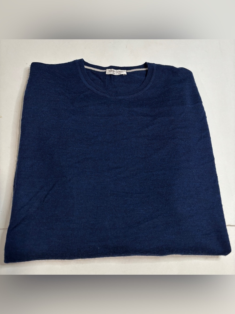 Gran Sasso 100% Virgin Wool Long Sleeve Pullover Blue Sweater size 54